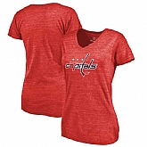 Women's Washington Capitals Distressed Team Primary Logo Tri Blend T-Shirt Red FengYun